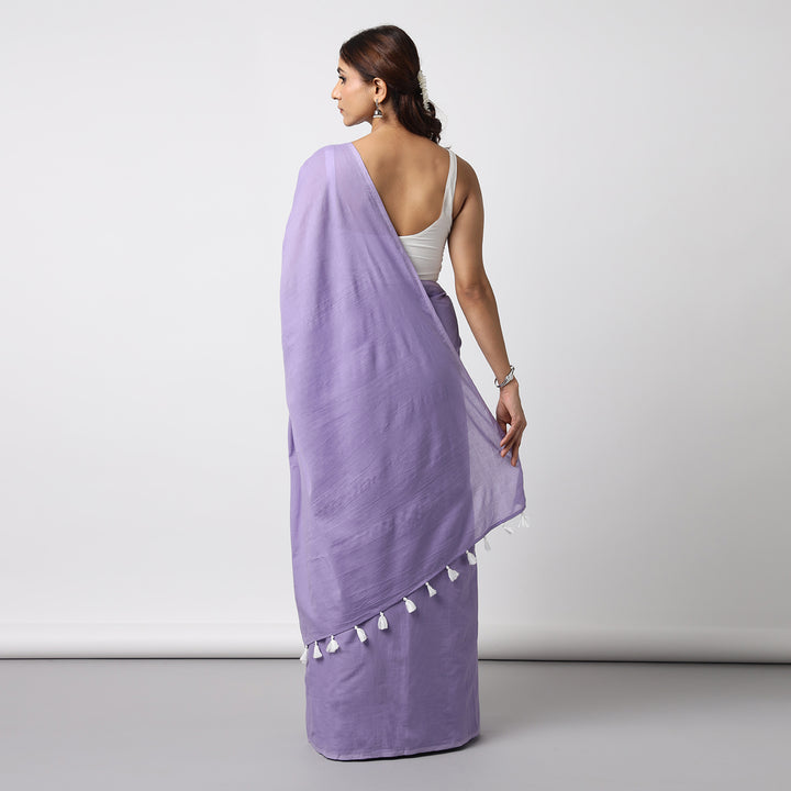 Lost in Lavender - Lavender Mulmul Cotton Saree with Tassels
