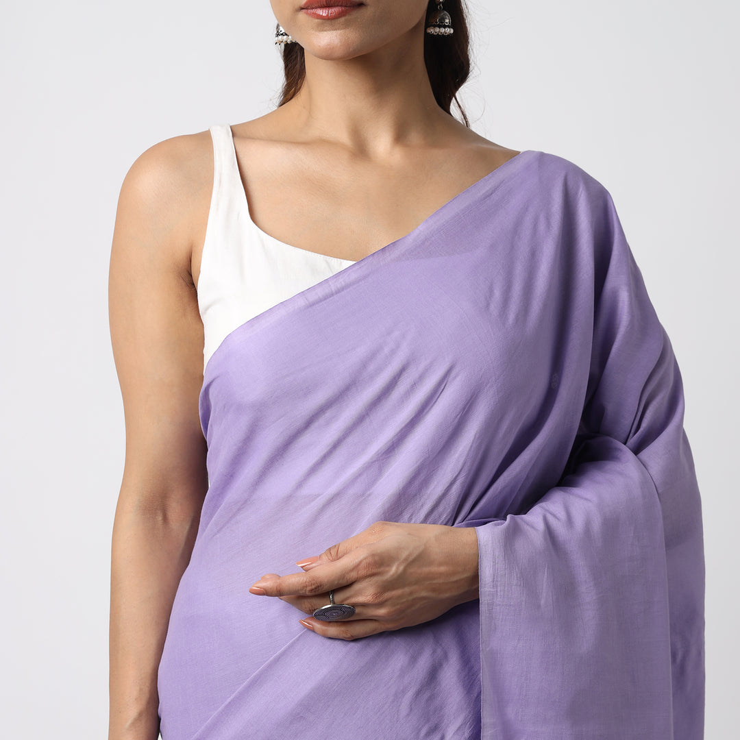 Lost in Lavender - Lavender Mulmul Cotton Saree with Tassels