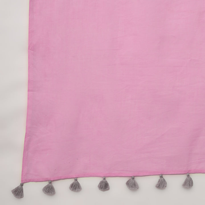 Candyfloss Pink - Mulmul Cotton Saree with Tassels