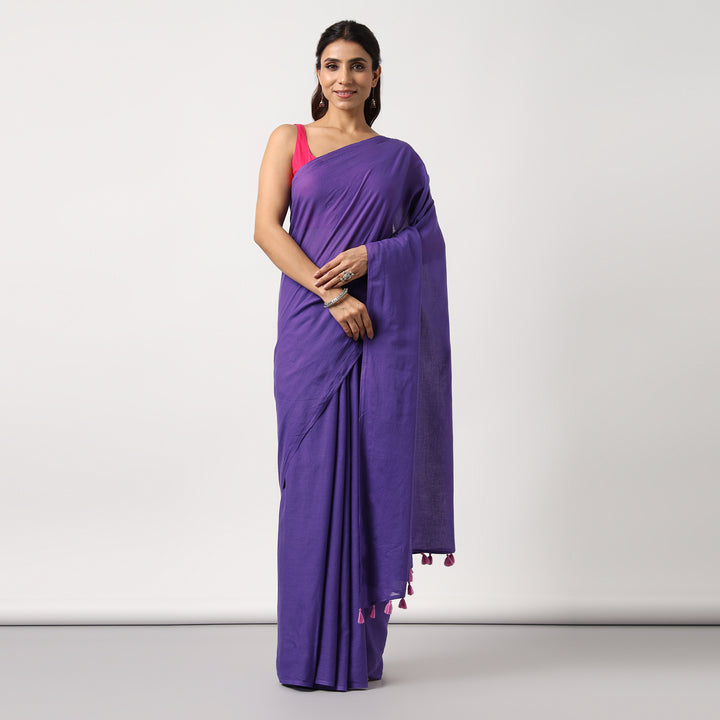 Purple Martini - Hand Dyed Mulmul Cotton Saree