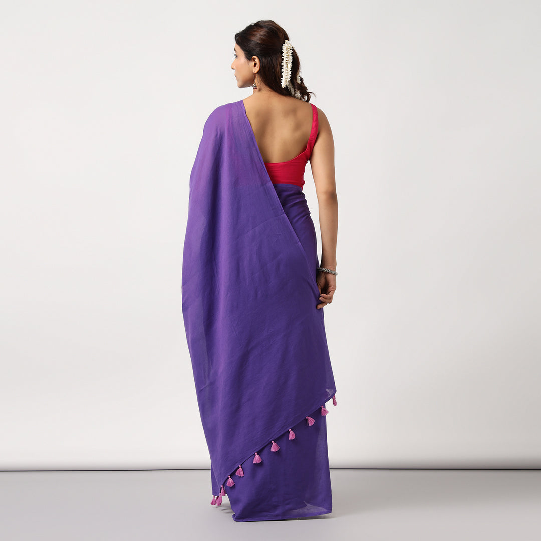 Purple Martini - Hand Dyed Mulmul Cotton Saree