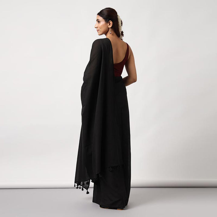 Black Beauty- Hand Dyed Mulmul Cotton Saree