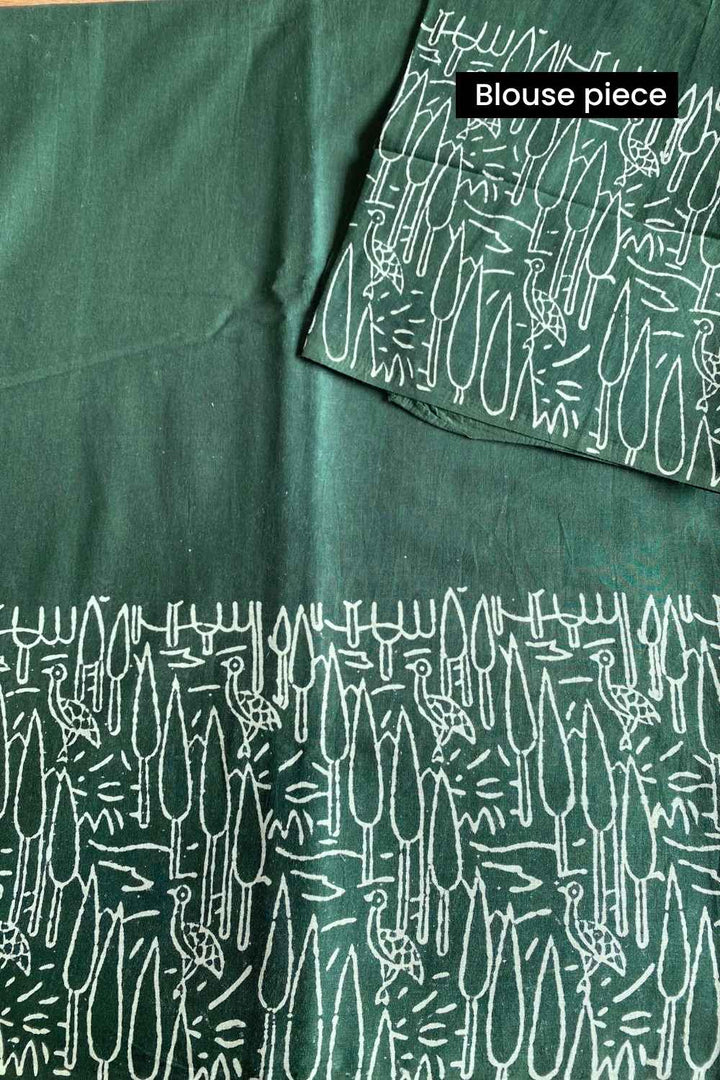Birdsong - Hand Block Print Mulmul Cotton Bagru Saree