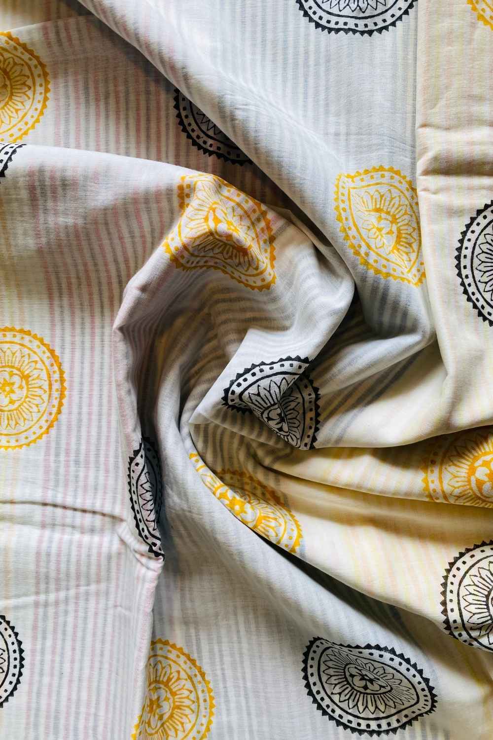 Saira Hand Block Print Mul Mul Cotton Saree