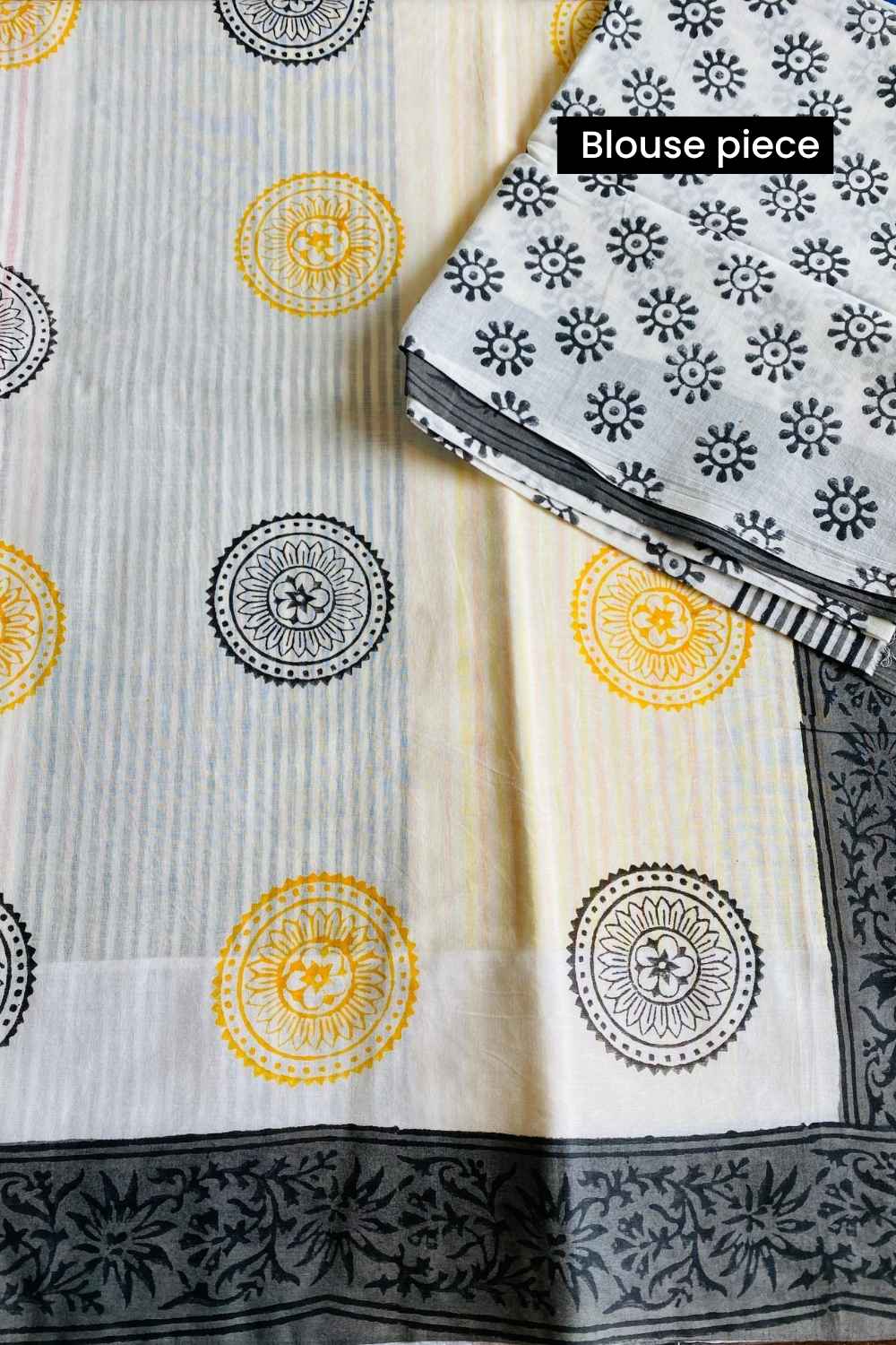 Saira Hand Block Print Mul Mul Cotton Saree