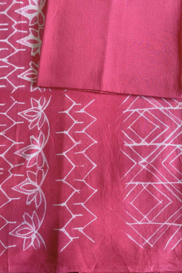 Pink Array Batik Mulmul Cotton Saree