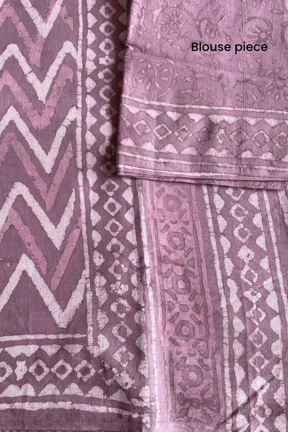 Berry Pink - Dabu Hand Block Print Mulmul Cotton Bagru Saree