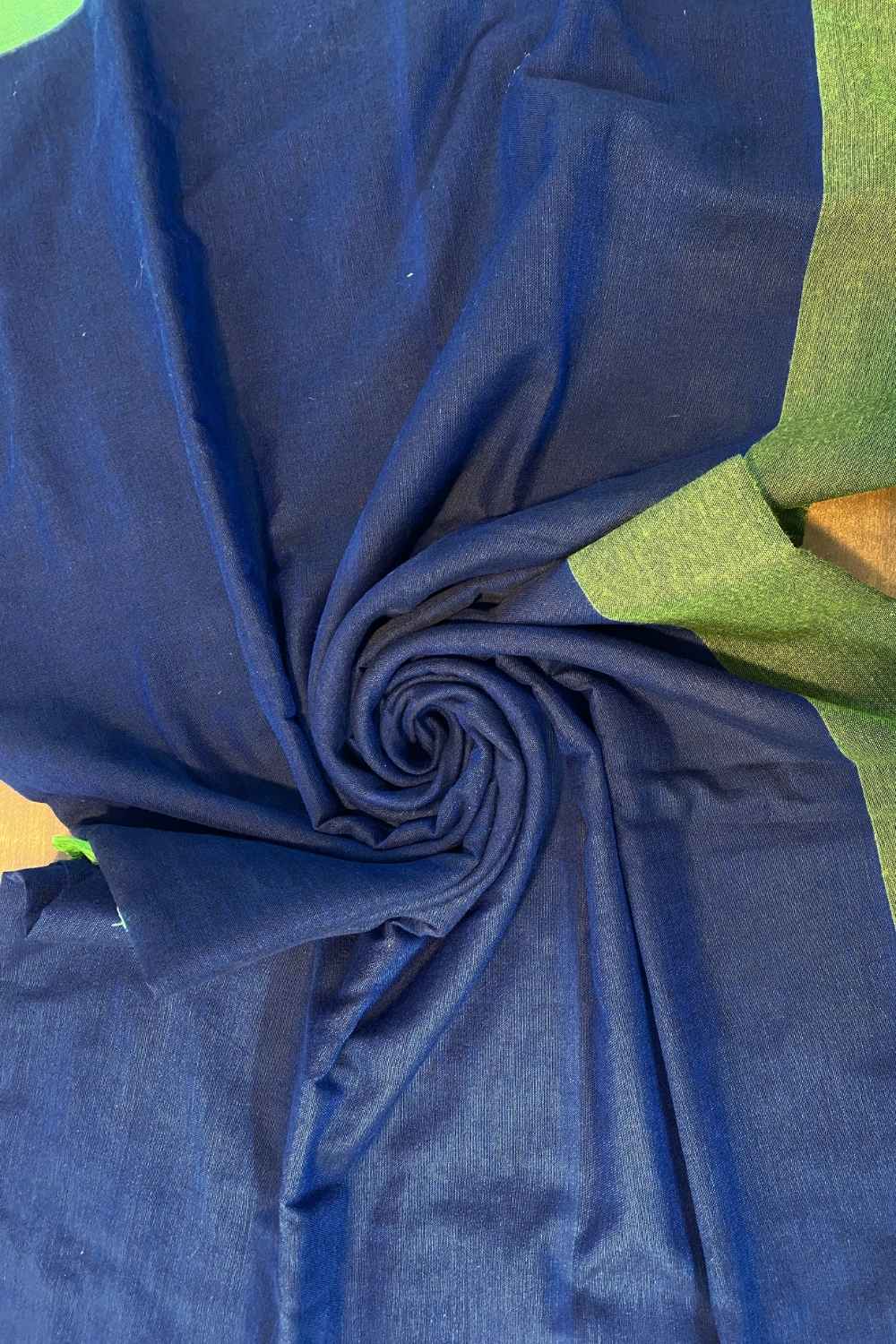 Blue Colorblocked Mulmul Cotton Pre-stitched Ready to Wear Saree with Pocket