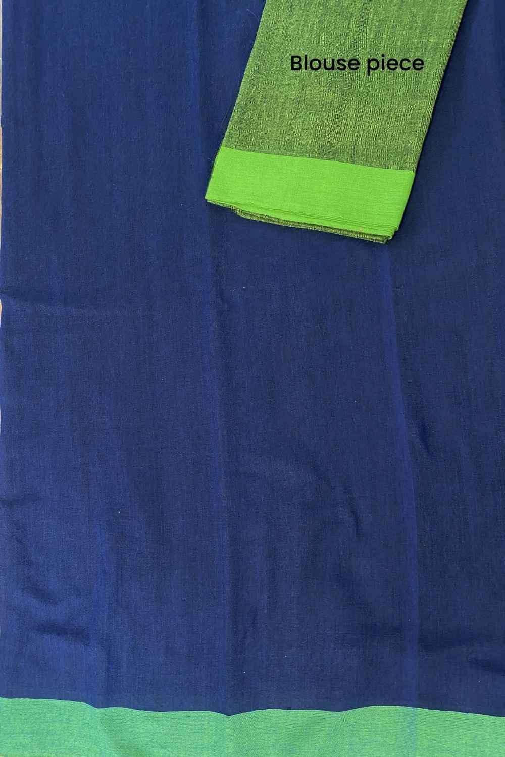 Blue Colorblocked Mulmul Cotton Pre-stitched Ready to Wear Saree with Pocket