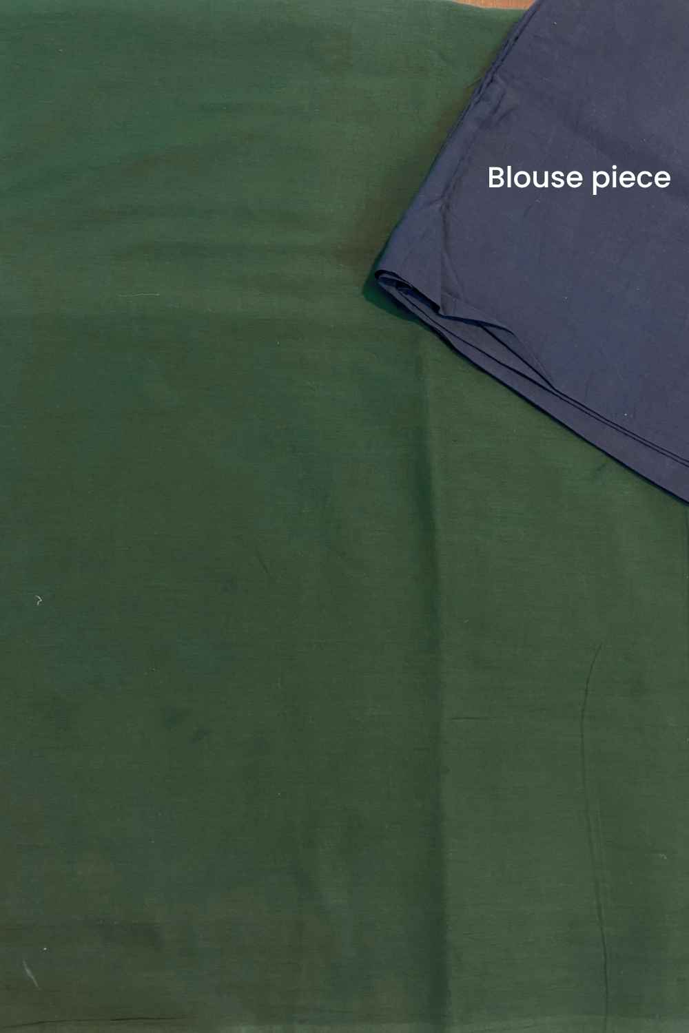 Kerala Calling - Dark Green Mulmul Cotton Saree with Tassels