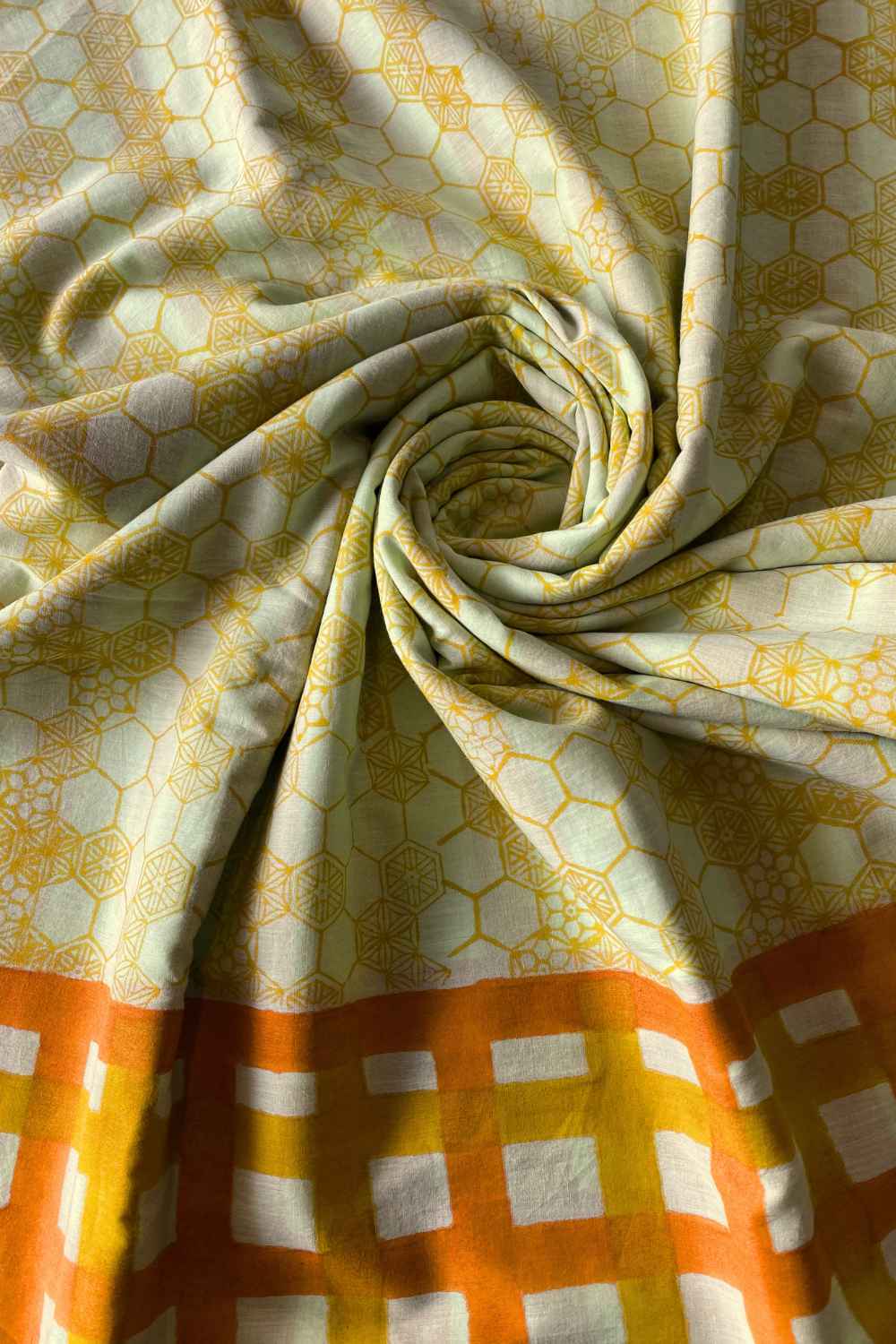 Honeyfields Hand Block Print Mulmul Cotton Saree