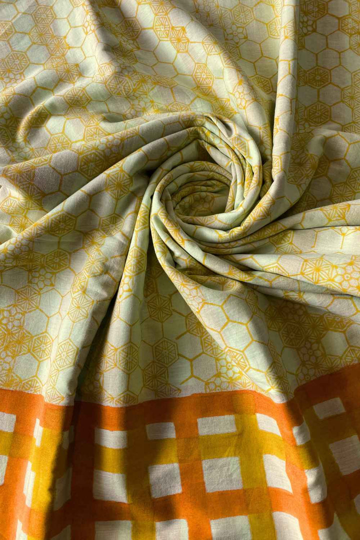 Honeyfields Hand Block Print Mulmul Cotton Saree