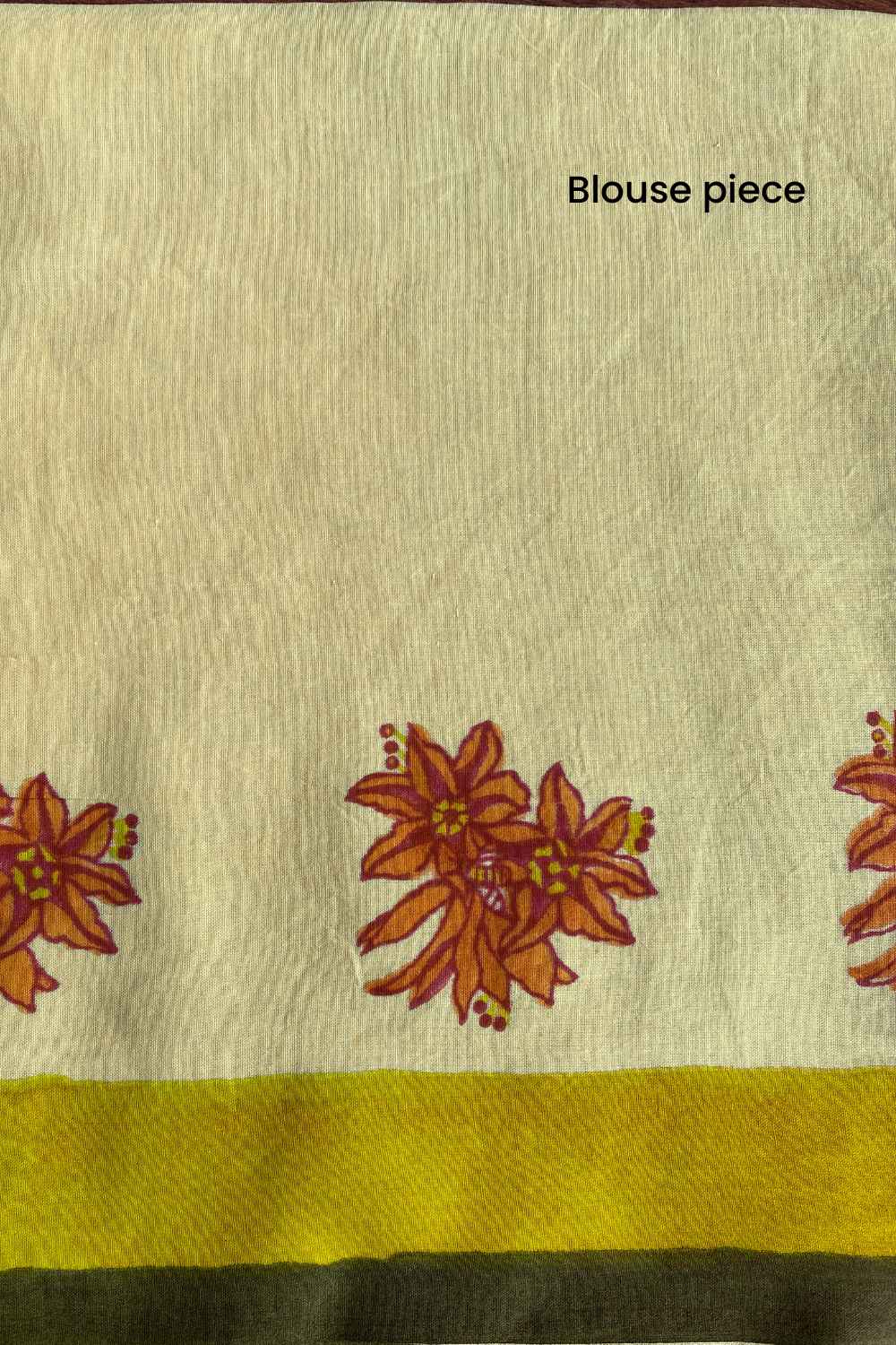 Honeyfields Hand Block Print Mulmul Cotton Saree
