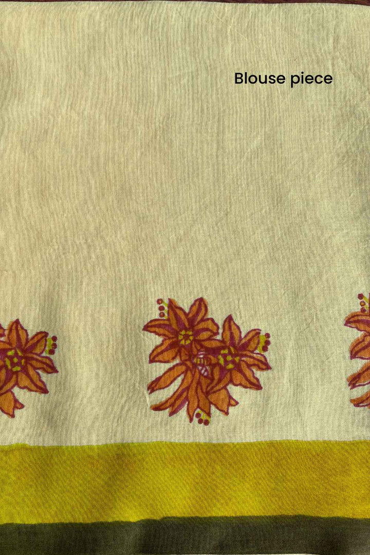 Honeyfields Hand Block Print Mulmul Cotton Saree