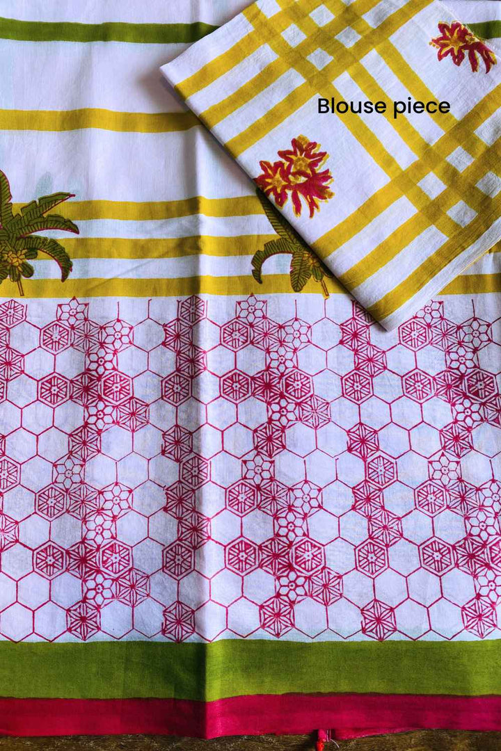 Pink Daydreams Hand Block Print Mulmul Cotton Saree