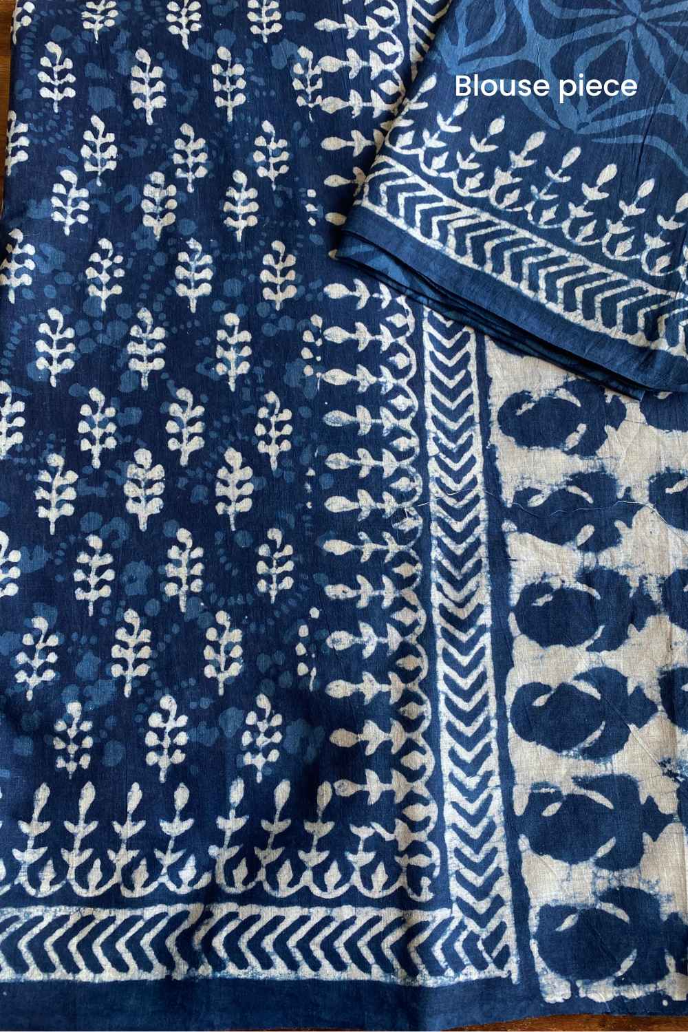 Moora Saree | Indigo Neelam | Hand Block Print Natural Dyed | Mulmul Cotton