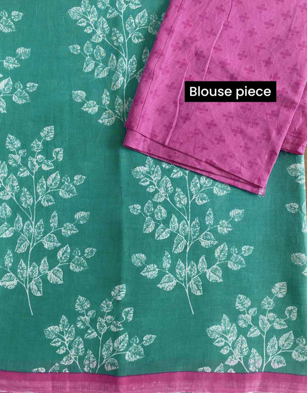 Leafsong in Green Hand block Printed Mulmul Cotton Pre-stitched Ready to Wear Saree with Pocket