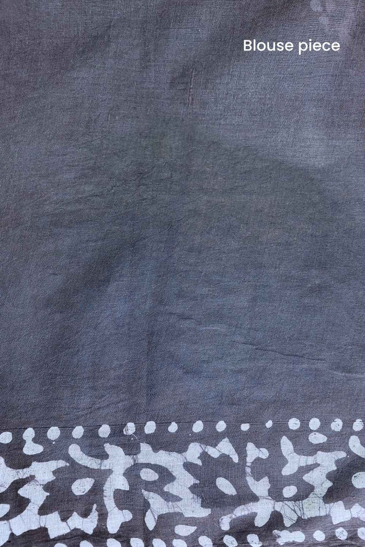Smoke Pop - Grey Batik Pure Mulmul Cotton Saree