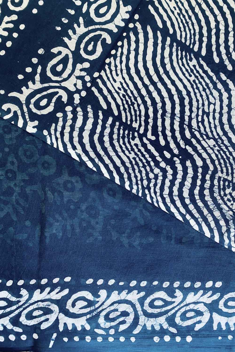 Midnight Blue - Batik Pure Mulmul Cotton Saree