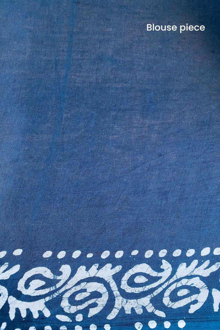Midnight Blue - Batik Pure Mulmul Cotton Saree
