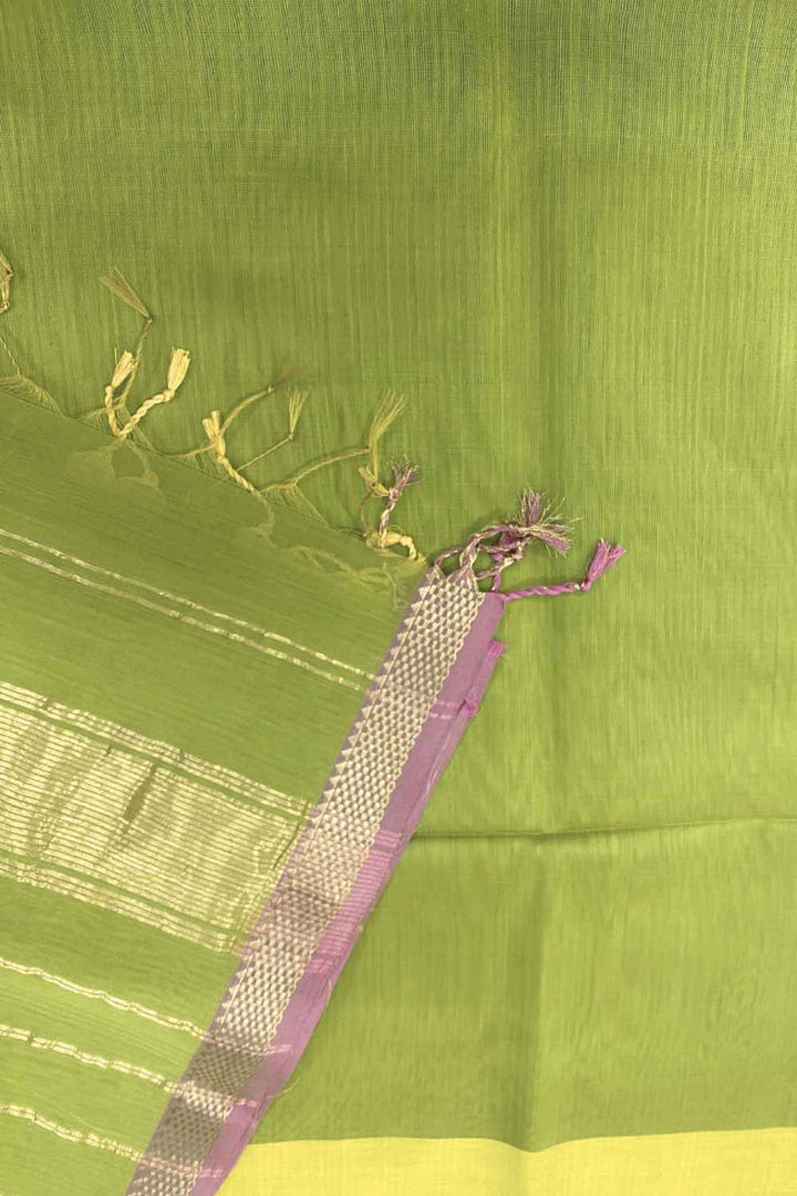 Green Pure Silk Cotton Maheshwari Saree