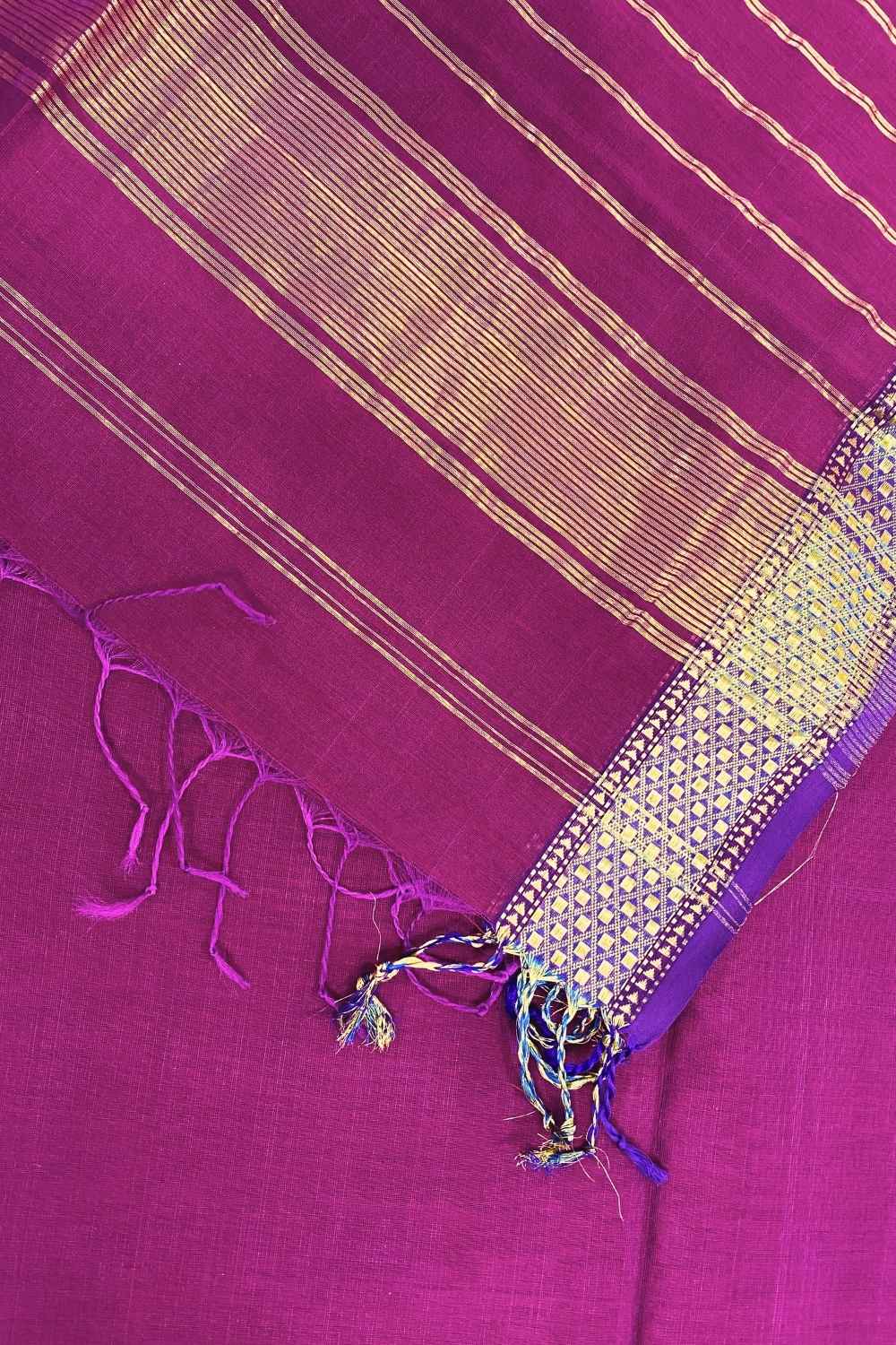 Magenta Pure Silk Cotton Maheshwari Saree