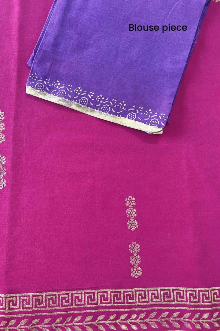Gulabi - Mulmul Cotton Block Print Pink Saree