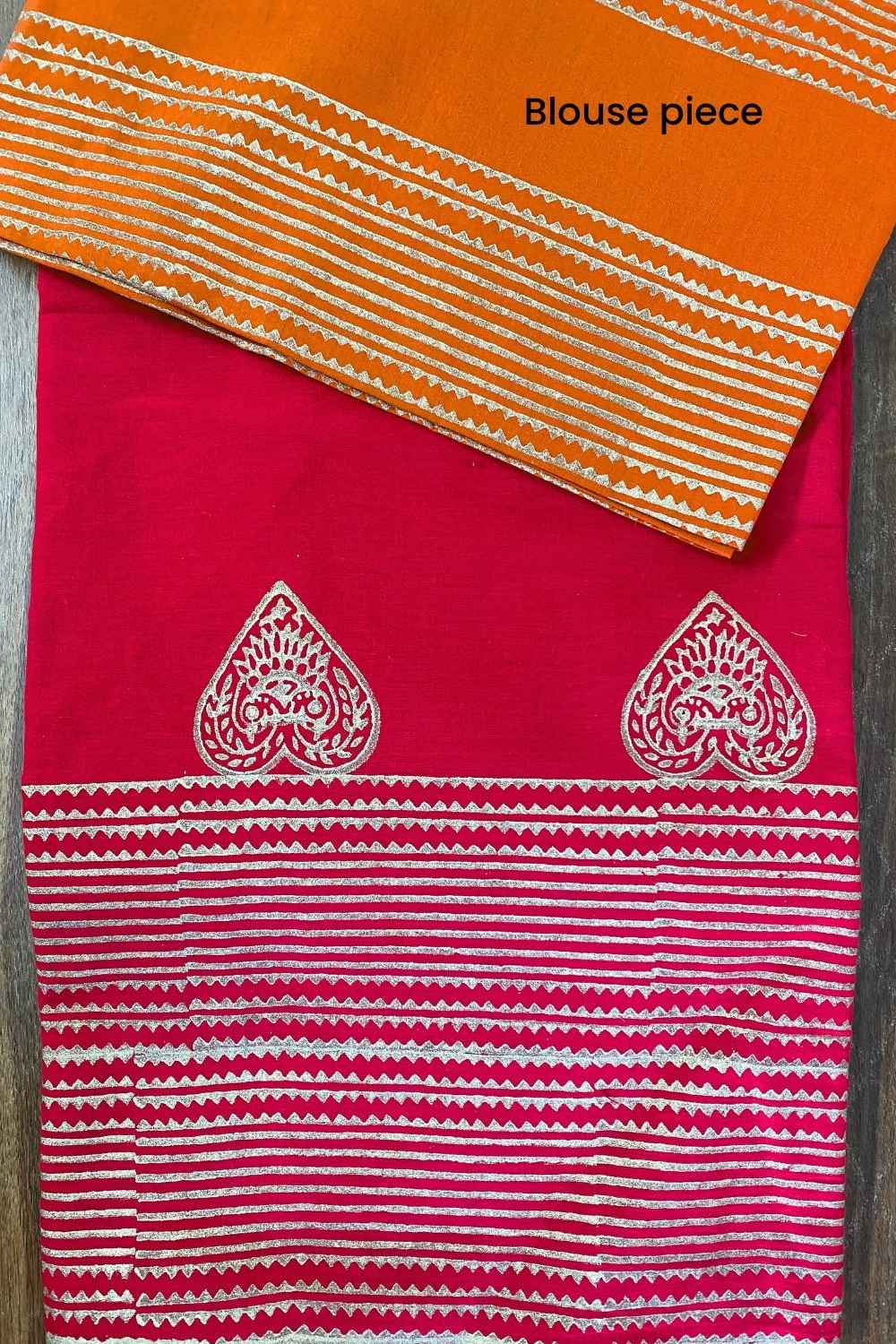 Lalima - Mulmul Cotton Block Print Red Saree