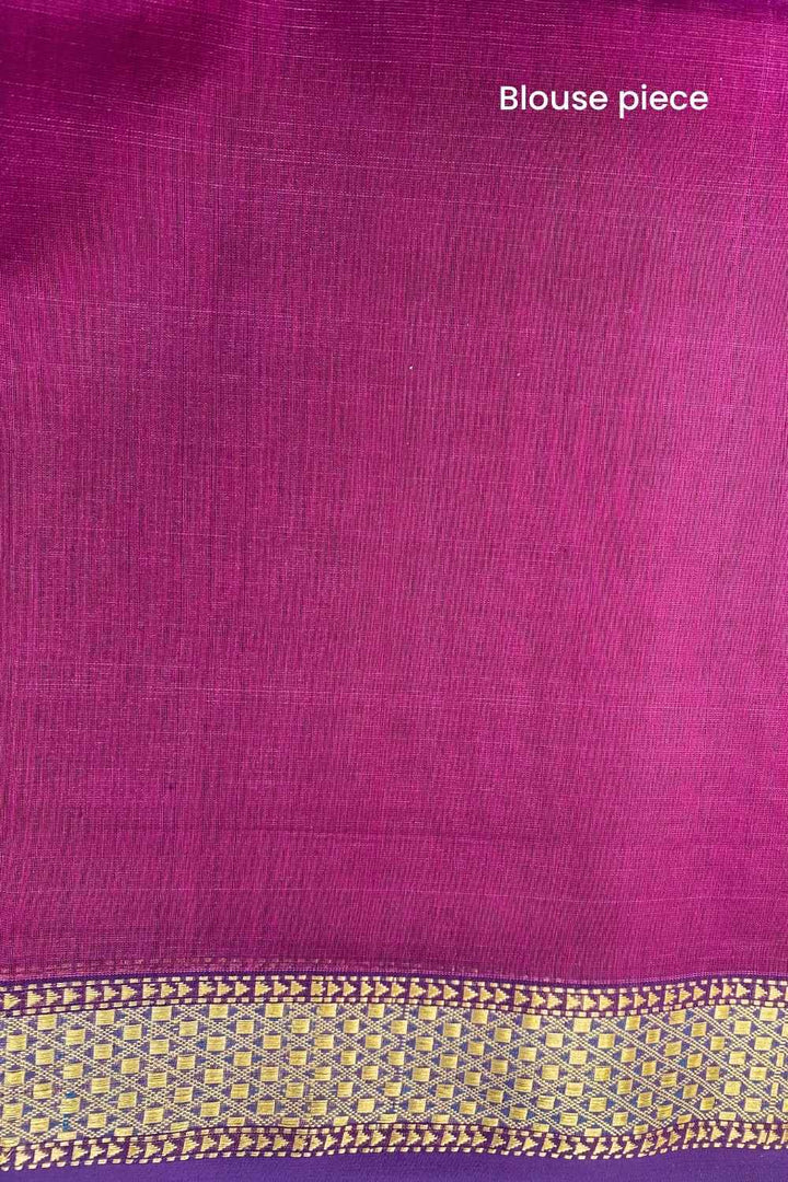 Magenta Pure Silk Cotton Maheshwari Saree