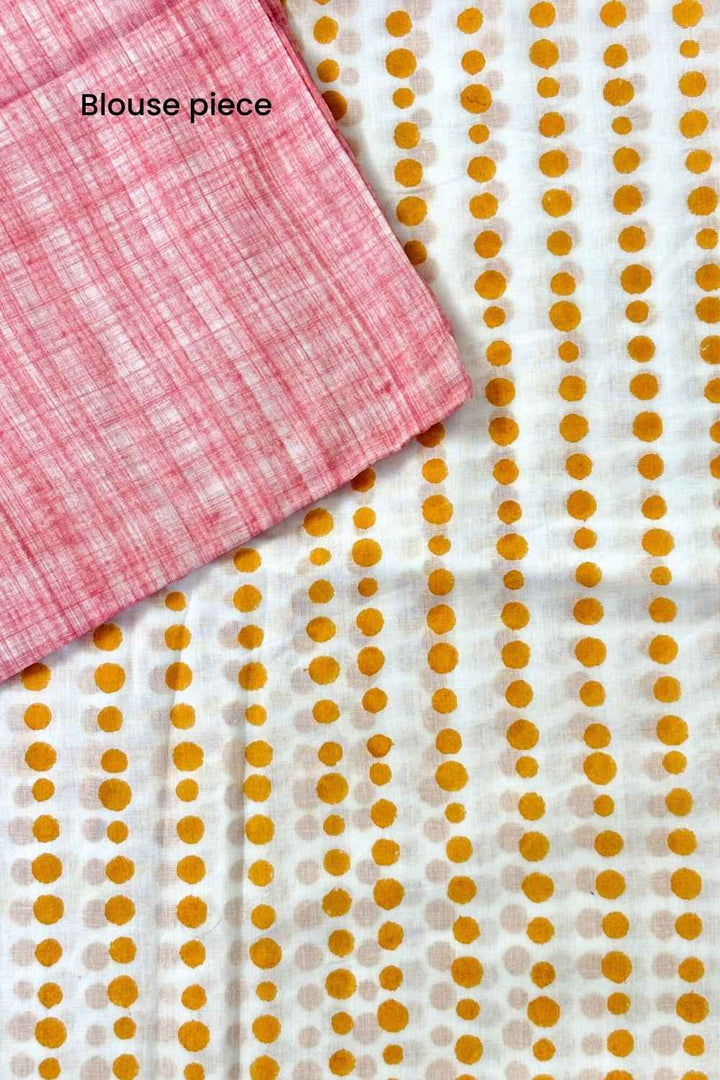 Chai Break - Mul Cotton Hand Block Printed Saree