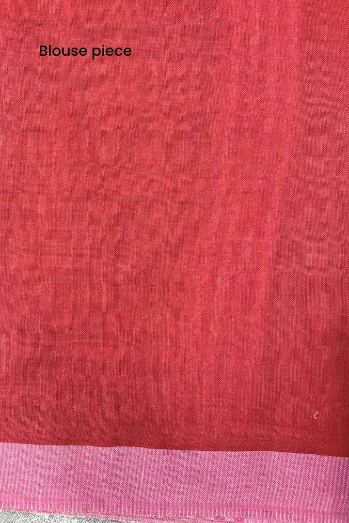 Red Muse Handwoven Mulmul Cotton Printed Saree