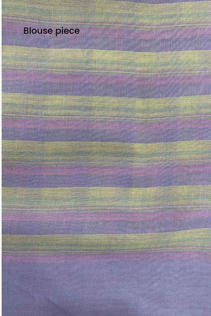 First Light - Lavender & Yellow Checked Organic Cotton Saree