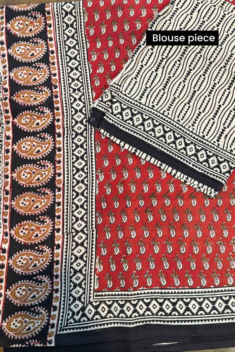 Ruby Red - Hand Block Print Mulmul Cotton Bagru Saree