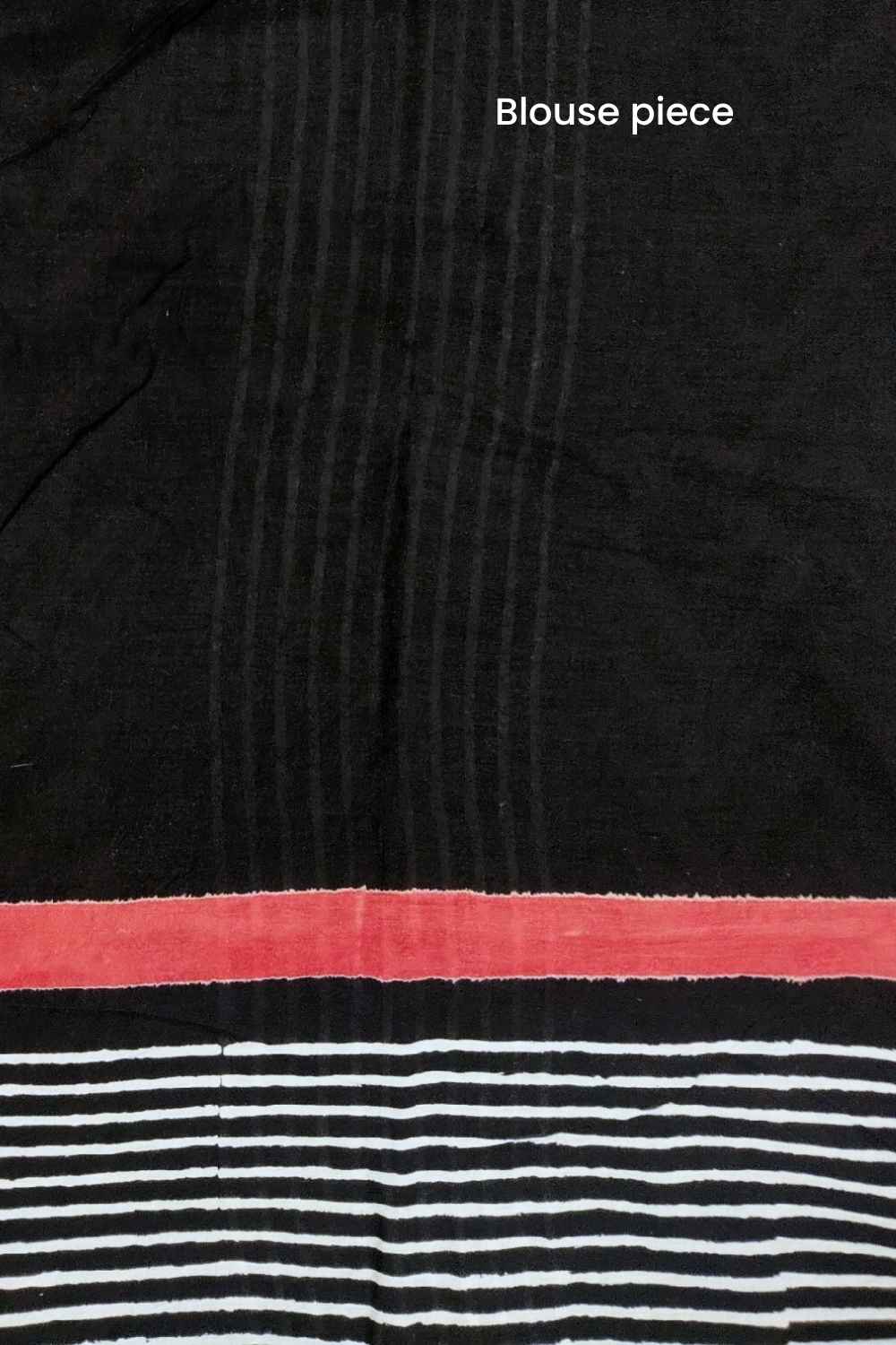 Lady in Black - Hand Block Print Mulmul Cotton Bagru Saree
