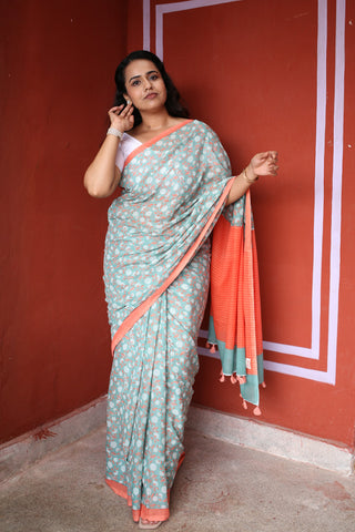 Afternoon Radio Printed Mulmul Cotton Saree