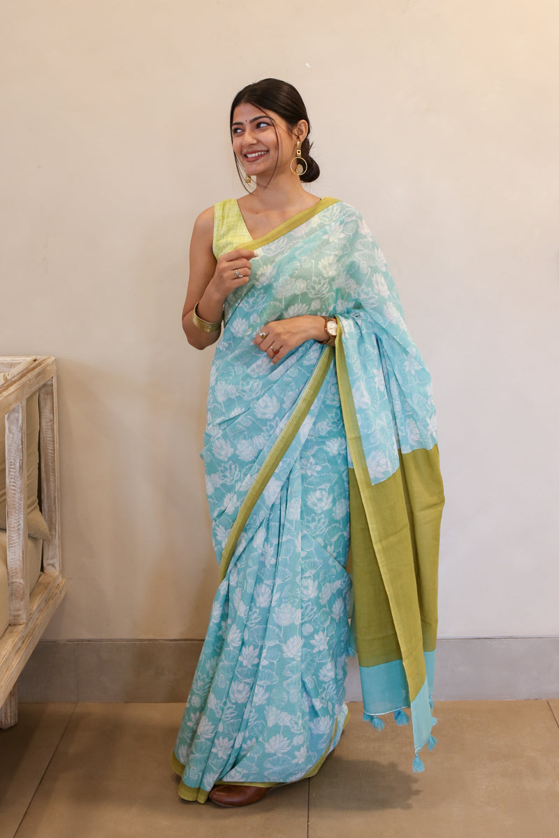 Flora Fiesta Printed Mulmul Cotton Saree