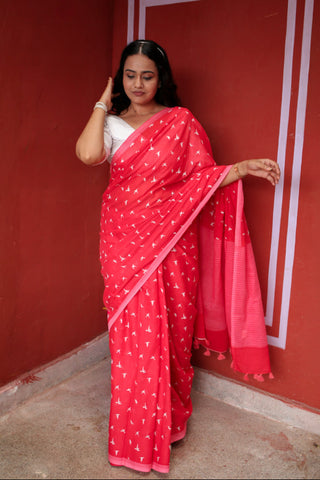 Forget me Not Printed Mulmul Cotton Saree