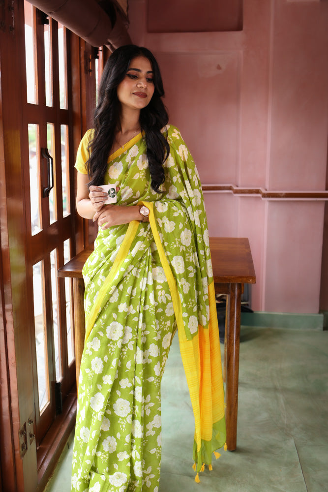 Misty Memories Printed Mulmul Cotton Saree