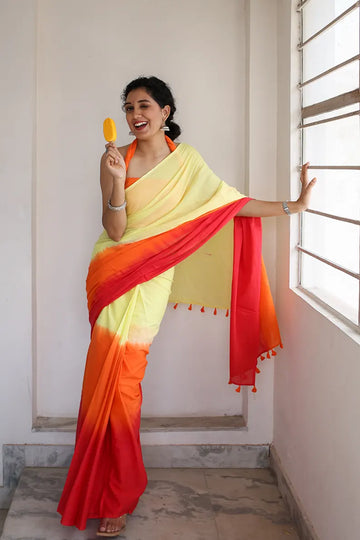 Sherbet Chic - Hand Dyed Mulmul Cotton Saree