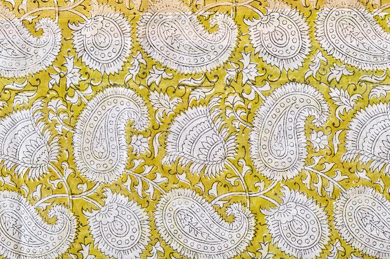 Mellow Yellow - Maheshwari Silk Cotton Hand Block Print Unstitched Suit Set