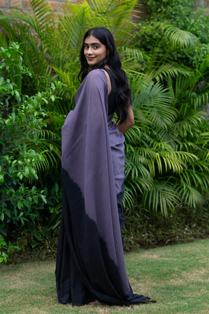 Night Sky Ombre Hand Dyed Mulmul Cotton Saree
