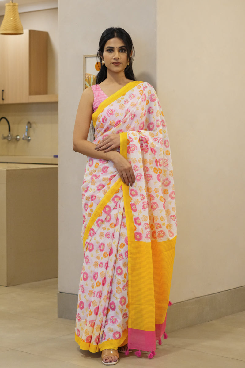 Sun-kissed Printed Mulmul Cotton Saree