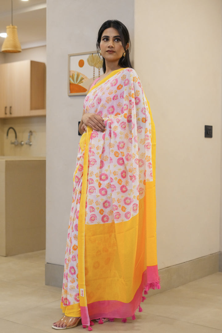 Sun-kissed Printed Mulmul Cotton Saree