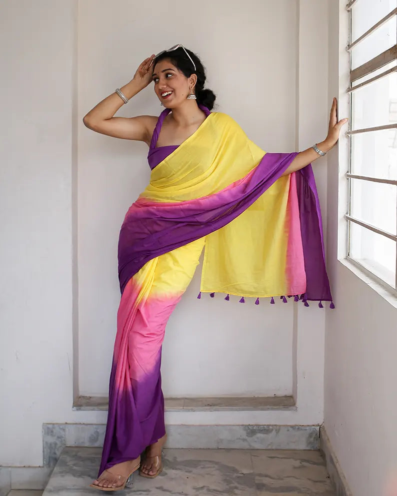 Twinkle Pop - Hand Dyed Mulmul Cotton Saree
