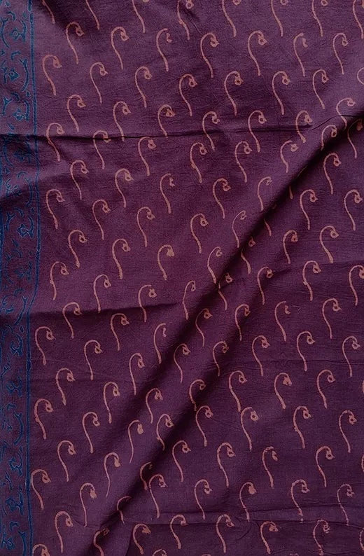 Magical Mauve - Hand Block Print Mulmul Cotton Bagru Saree
