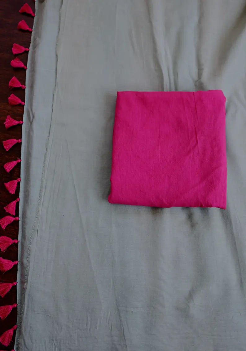 Waking up in Panjim - Sea Green Mulmul Cotton Saree with Tassels