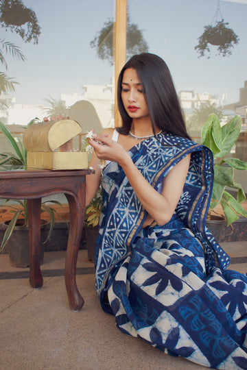 "An Expression of Self: Personal Styling with Indigo Block Print Sarees"