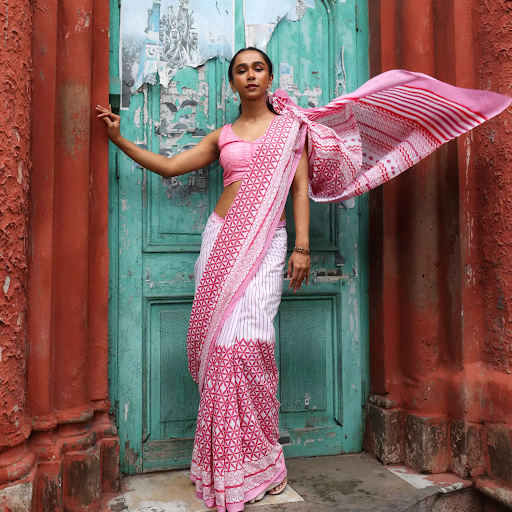 Effortless Designer Draped Saree Styling: Seamless Work-to-Party Transitions with Moora