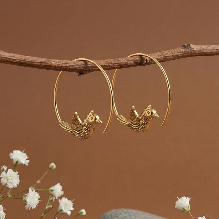 Flying Bird Hoop 18K Gold plated Earrings