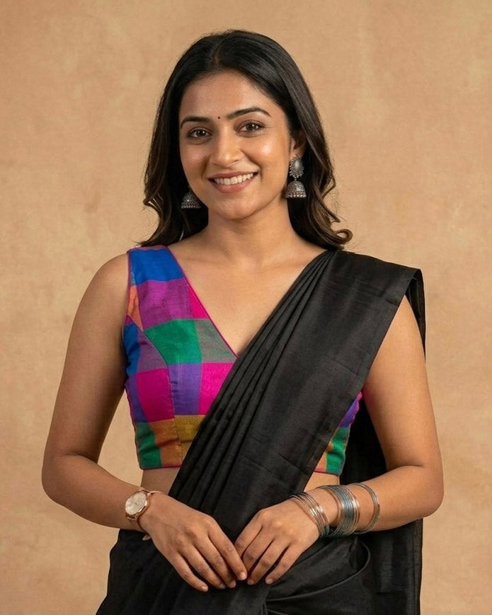 Sleeveless Blouse with V neck - Multicolor 4